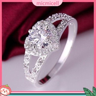 (micmicell) เครื่องประดับผู้หญิงแหวนแต่งงานจี้หัวใจรักคริสตัล