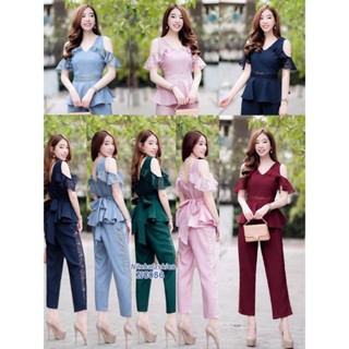 NCB056ชุดเซทเสื้อกางเกงโชว์ไหล่ (ขนาดปกติ-สาวอวบ)