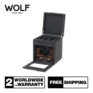 กล่องหมุน กล่องนาฬิกา WOLF1834 รุ่น ROADSTER SINGLE WINDER WITH STORAGE (BLACK)