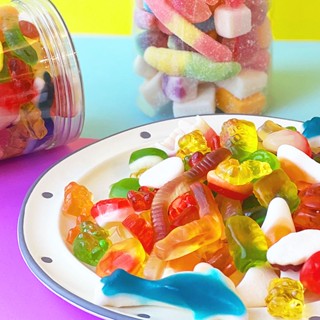 ลูกอมเคี้ยวหนึบผสมน้ำผลไม้ QQ Candy Bulk Fruit Gummy Snack Candy