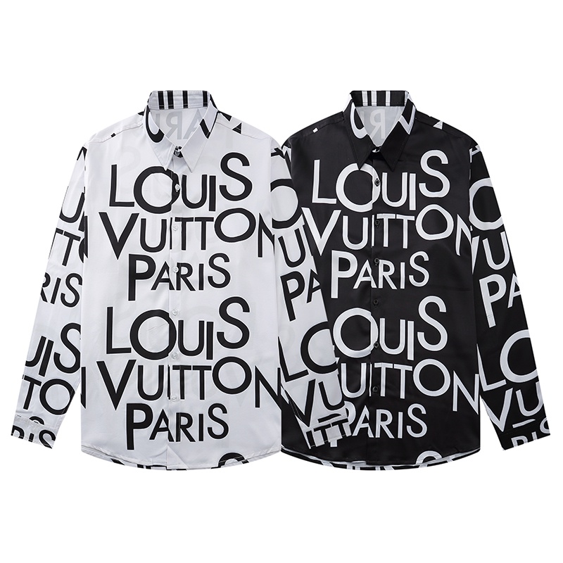 เสื้อเชิ้ตแขนยาวลําลอง พิมพ์ลายโลโก้ตัวอักษร สวมใส่สบาย แฟชั่นคลาสสิก