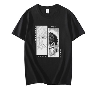 เสื้อแฟชั่นผญ Berserk Guts Griffith ญี่ปุ่นอะนิเมะเสื้อยืดผู้ชาย O-Neck แขนสั้นฤดูร้อนแฟชั่นลําลอง Unisex ผู้หญิง Tshirt