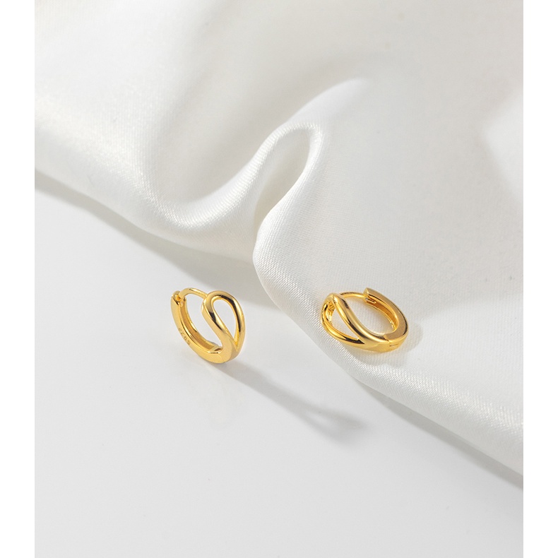 Silver 92.5%  Color : ☆Silver  ☆Gold ต่างหูเรียบหรูสไตล์เกาหลี แมทช์ลุคง่าย