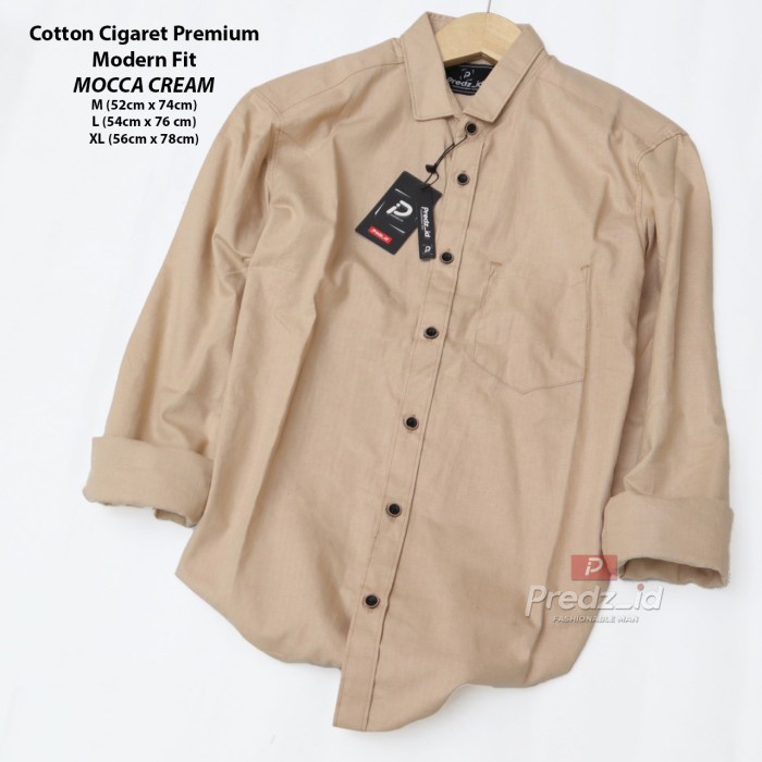 KEMEJA MENS SHIRT Plain Mens Shirts Premium Long Sleeve Official Office Work Shirts - Mocca, M PREMI