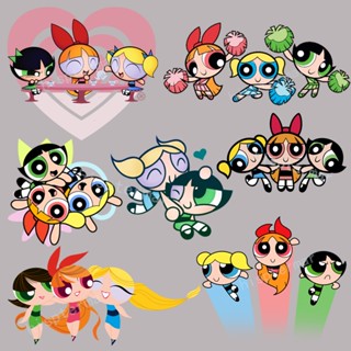 แผ่นแพทช์สติกเกอร์ ลาย The Powerpuff Girls Iron on Patches Bubbles DIY สําหรับตกแต่งเสื้อผ้า