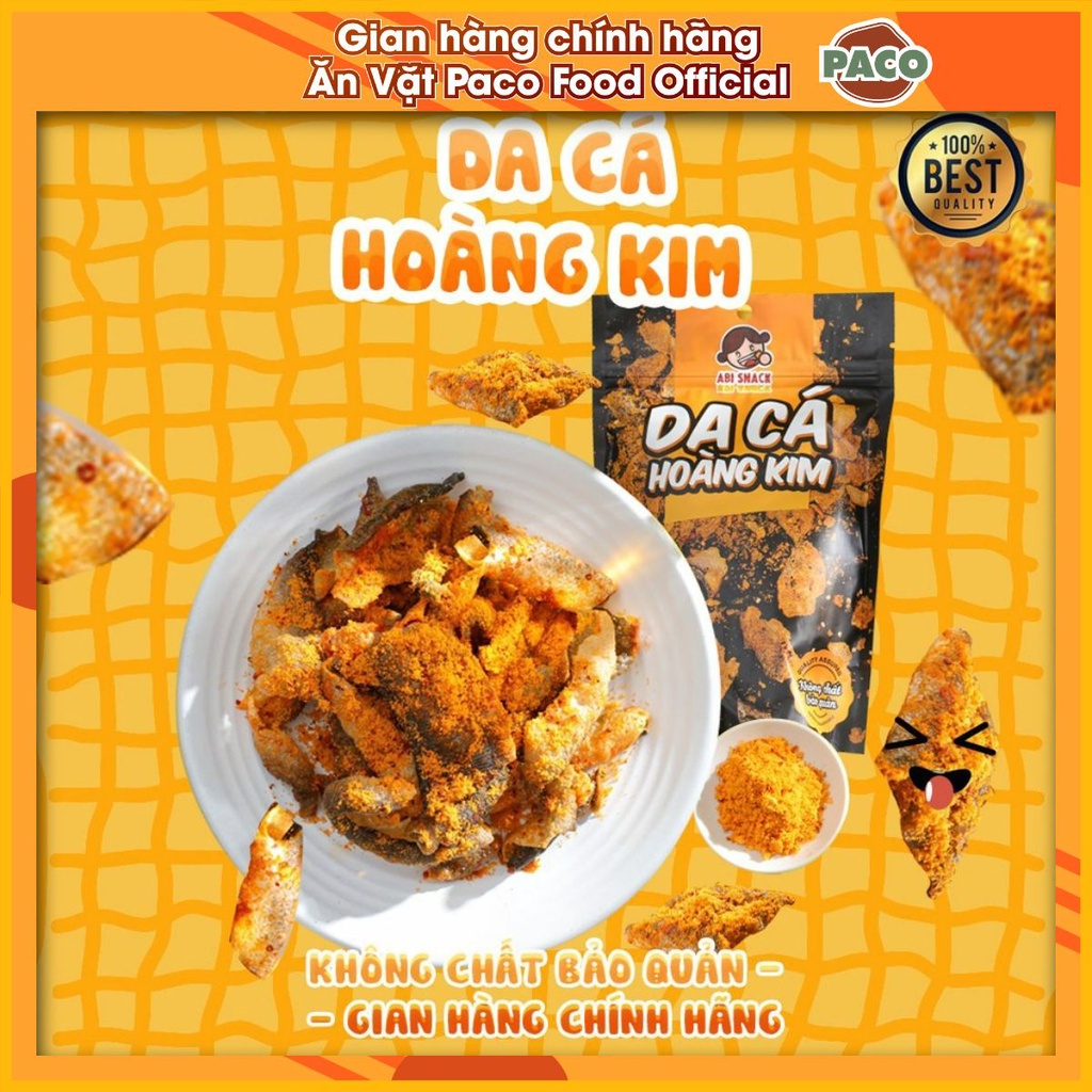 Hoang Kim abi Fish Skin Crispy Fried Salted Egg Sauce zip Bag 90g อาหารและเครื ่ องดื ่ ม 70g Pack