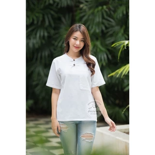 เสื้อพื้นเมืองผ้าฝ้ายสีขาว เสื้อไปวัด เทศกาลกินเจ 7แบบ แขนสั้น/แขนยาว