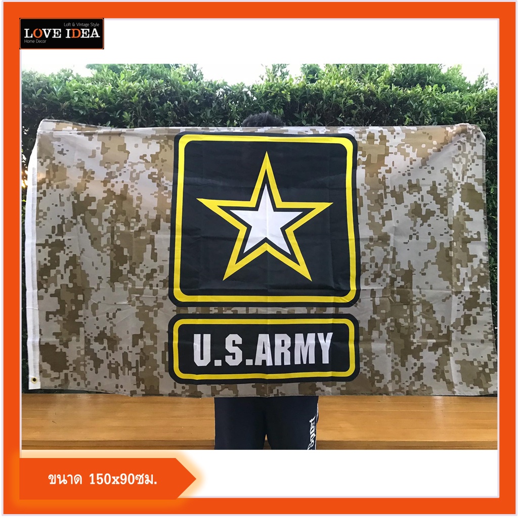 ธงทหาร ARMY ขนาด 150x90cm. ลาย2ด้าน หน้าหลัง ตาไก่2มุม