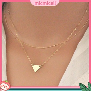 (micmicell) สร้อยคอโซ่สั้นทรงสามเหลี่ยมสไตล์เรียบง่ายสำหรับผู้หญิง