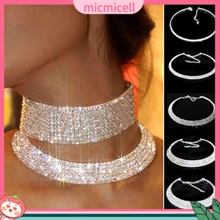 (micmicell) สร้อยคอโชกเกอร์ประดับ Rhinestone สำหรับสตรี