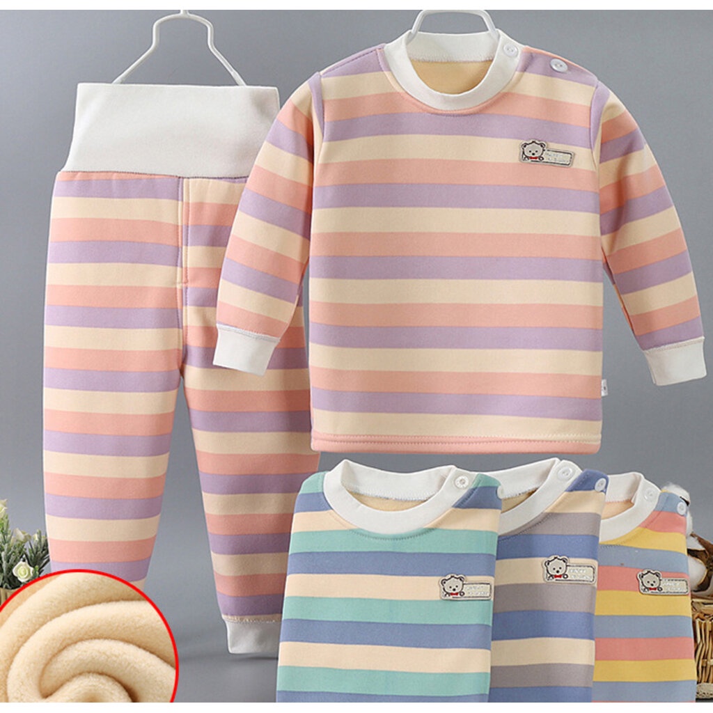 ชุดนอนเด็ก ชุดกันหนาวเด็ก เอวสูงปิดพุง Kesorn Shop ด้านในขนปุยให้ความอบอุ่น เสื้อผ้าเด็กน่ารัก เสื้อผ้าเข้าชุดเด็ก ชุ...