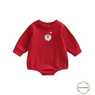 Babyclothes- ชุดรอมเปอร์ บอดี้สูท แขนยาว คอกลม ลายคริสต์มาส ซานต้า ต้นไม้ กวาง สําหรับเด็กผู้ชาย เด็กผู้หญิง