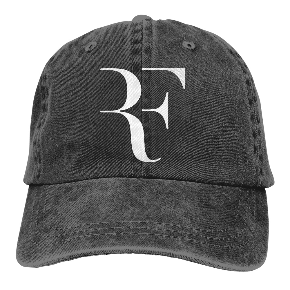 ขายดี หมวก พิมพ์ลาย Roger Federer Rf ปรับได้ สีดํา ของขวัญที่ดีที่สุด สําหรับเพื่อน 917706