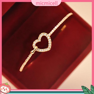 (micmicell) กำไลข้อมือผู้หญิงMic_ จี้คริสตัลรูปหัวใจสีทองสําหรับผู้หญิง