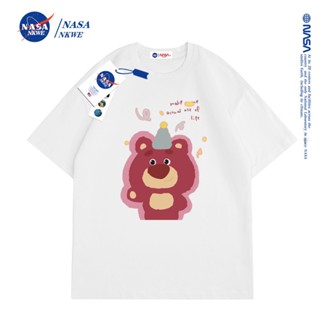 เสื้อยืดแขนสั้น ผ้าฝ้าย พิมพ์ลาย nasa สไตล์ยุโรป และสหรัฐอเมริกา สําหรับผู้ชาย และผู้หญิง