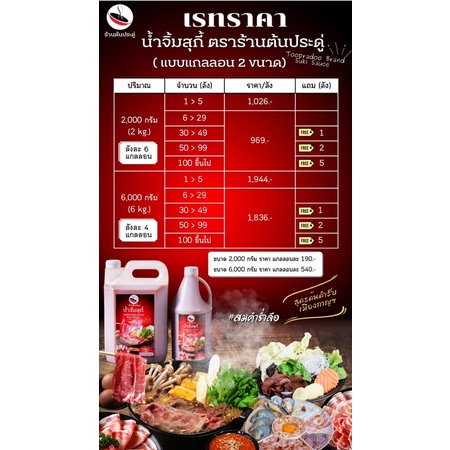 น้ำจิ้มสุกี้แกลลอน 2 กิโลกรัม ตราร้านต้นประดู่ (ไม่ต้องปรุงเพิ่ม) - รูปที่ 2