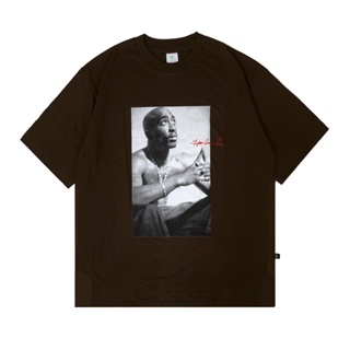 เสื้อยืดโอเวอร์ไซส์เสื้อยืด พิมพ์ลาย Mcf BROWN TUPAC TSHIRTS-3XL