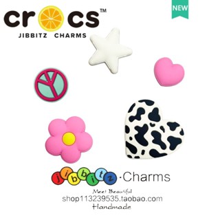 jibbitz crocs charms แท้ ตัวติดรองเท้า  ดอกไม้สีชมพู ซีรีส์รองเท้า ดอกไม้ DIY อุปกรณ์ตกแต่ง เสน่ห์ กระดุม crocs