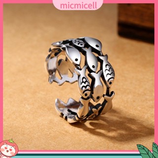 (micmicell) ของขวัญเครื่องประดับสตรีแหวนนิ้วมือชุบเงินลายปลาน่ารัก