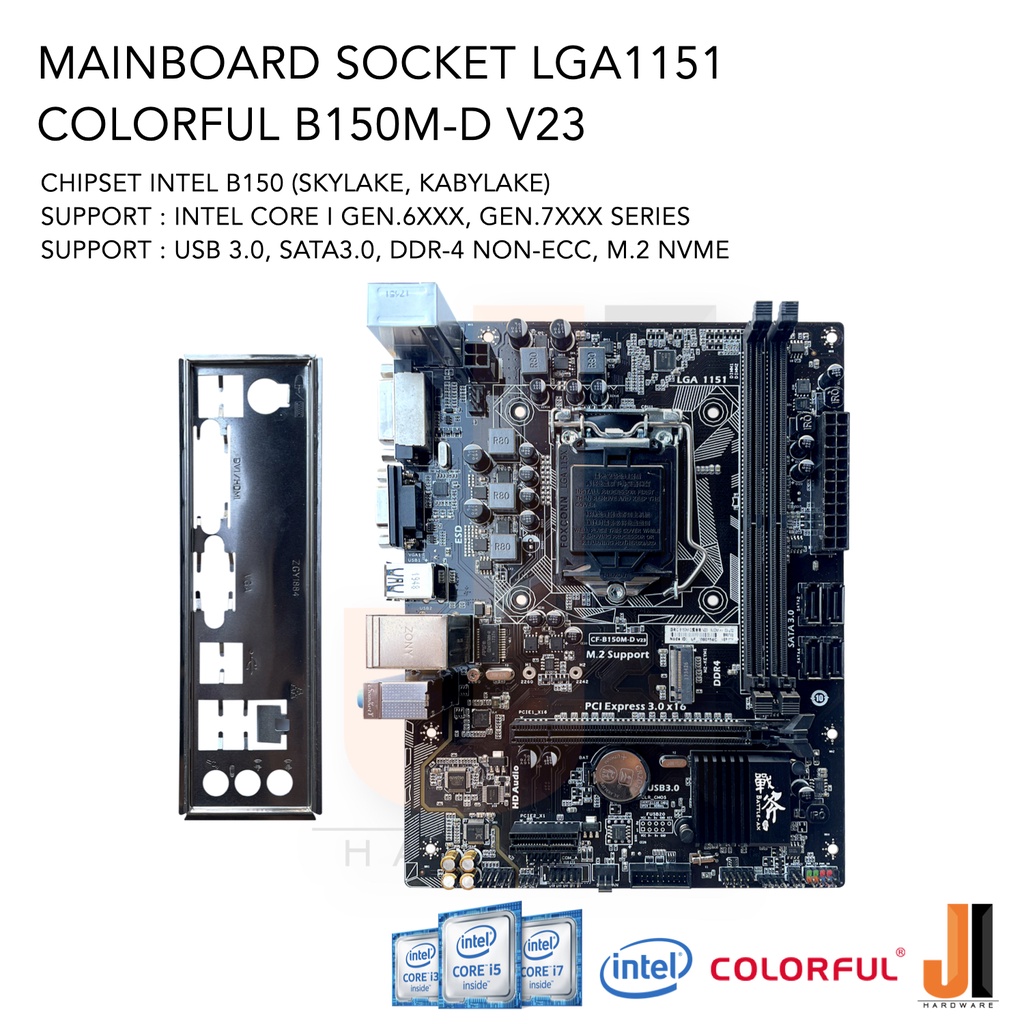 Mainboard Colorful B150M-D V23 (LGA 1151) รองรับ CPU Gen.6XXX และ Gen.7XXX (มือสองสภาพดีมีการรับประก