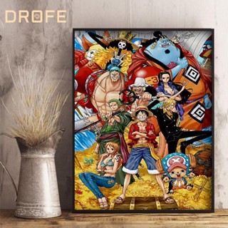 Drofe 【ไร้กรอบ 40*50 ซม.】ภาพวาดการ์ตูนลูฟี่ วันพีช อะคริลิค ระบายสีตามตัวเลข diy ระบายสีตามตัวเลข สําหรับเด็ก ตกแต่งผนัง ภาพศิลปะ