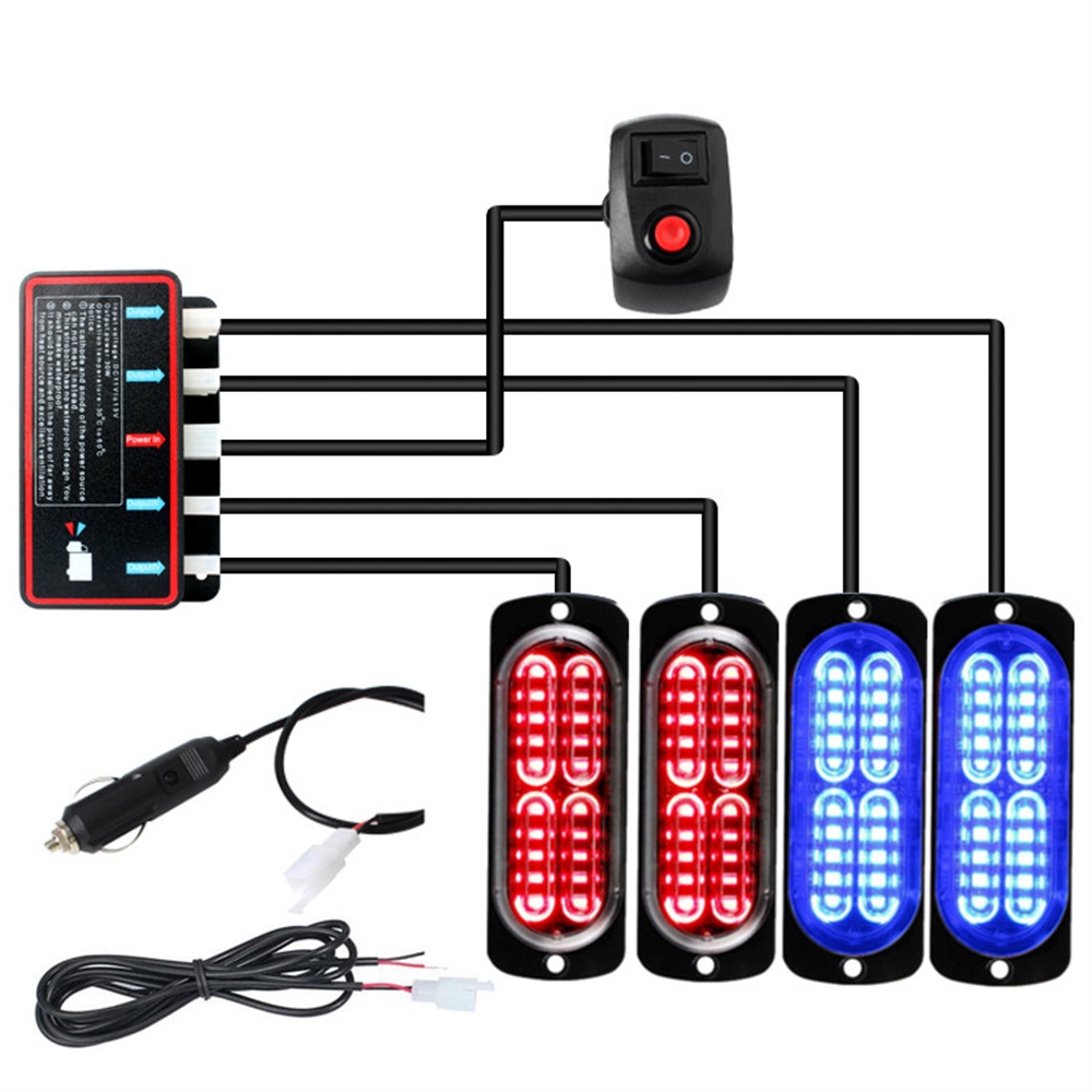 4×20led ไฟแฟลช ไฟตํารวจ ไฟกระพริบ 12 V ไฟ LED ฉุกเฉิน ไฟฉุกเฉิน ไฟกระพริบ LED สโตรโบสโคป สําหรับรถยนต์อัตโนมัติ