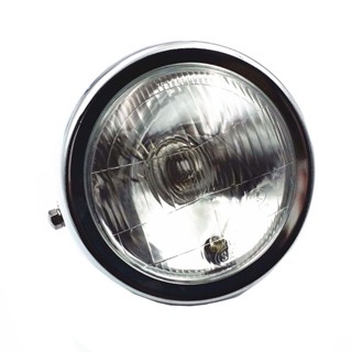 Universal 12V 35W Retro Metal Motorcycle Black/Chrome Side Mount Headlight Lamp Cafe Racer Bobber Cruiser Chopper Motorb