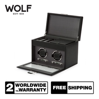 กล่องหมุน กล่องนาฬิกา WOLF1834 รุ่น VICEROY DOUBLE WINDER WITH STORAGE (BLACK)