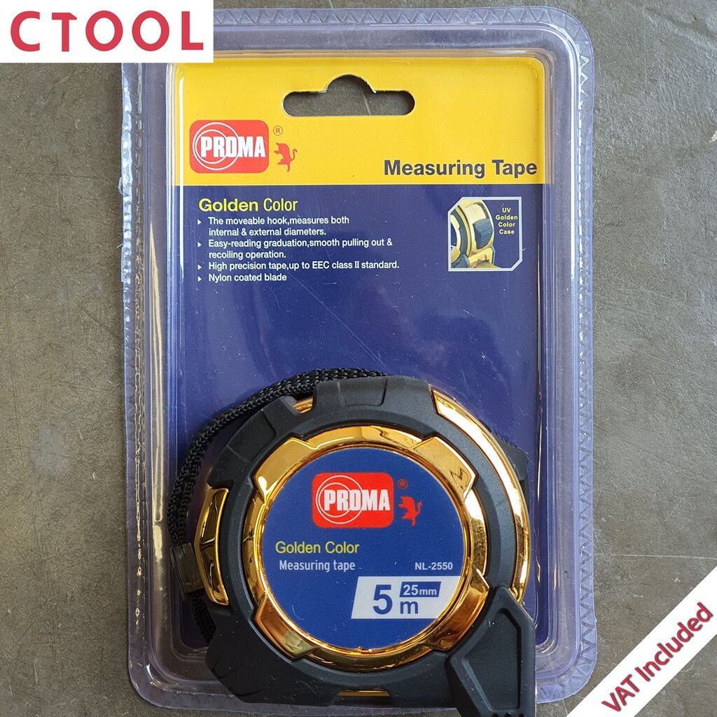 ตลับเมตร 5เมตร เคลือบไนล่อน Proma NL-2550 5M*25mmของแท้ - Authentic Nylon Measure Tape 5 Meter - ซีท