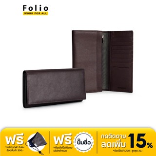 Folio : Myra Air Tag Long Wallet กระเป๋าสตางค์ใบยาวพร้อมช่องใส่ Air tag ผลิตจากหนังแพะแท้ สี Wine รหัส 18691 ปั๊มชื่อฟรี