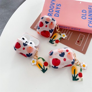 เคสหูฟังซิลิโคน ลายดอกไม้น่ารัก พร้อมเครื่องประดับ สําหรับ Airpods 7 3 2 Pro