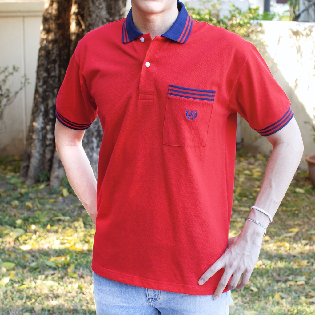เสื้อโปโลคอปกผู้ชายมีกระเป๋า (มี5 สีสวยๆให้เลือก) ขลิบปก กระเป๋าและแขน ...