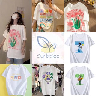 🤶🏻 เสื้อยืดแฟชั่นลายการ์ตูน คอกลม ผ้าคอตตอน ใส่สบาย สุดฮิต TS