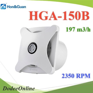 .พัดลมดูดอากาศ Axial FAN 6นิ้ว เสียงเงียบ ปลั๊กไฟ AC 220V Type B มี LED ตรงกลาง รุ่น HGA-150B DD