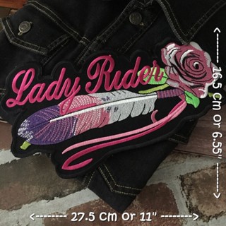 Lady Rider ตัวรีดติดเสื้อ อาร์มรีด อาร์มปัก ตกแต่งเสื้อผ้า หมวก กระเป๋า แจ๊คเก็ตยีนส์ Embroidered Iron on Patch ไซส์ใหญ่