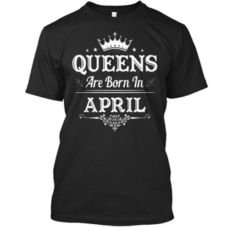 เสื้อยืดแขนสั้น พิมพ์ลาย Queens Are Born In April Uk พลัสไซซ์ สําหรับผู้ชาย ไซซ์ XS-6XLS-5XL