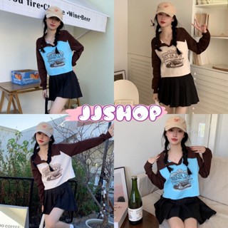 JJ shop 💜พร้อมส่ง เสื้อแขนยาวผ้าไหมพรม นุ่มนิ่มใส่สบายๆลายน่ารักปนเท่ "45636"