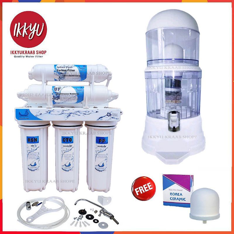 UNI PURE UF เครื่องกรองน้ำ 5 ขั้นตอน เพิ่ม UNI PURE MINERAL เครื่องกรองน้ำแร่ 14 ลิตร ฟรีไส้ Ceramic