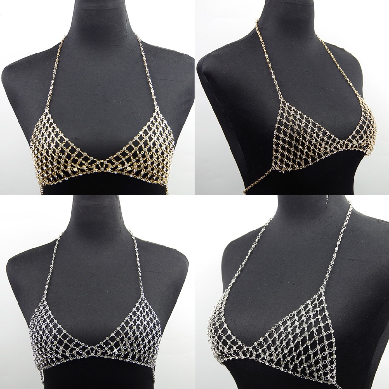 Shwnee วันหยุดพักผ่อนไนท์คลับหน้าอกโซ่ร่างกายบิกินี่เพชรเทียมคริสตัล Bra Chain Top Bra Chain