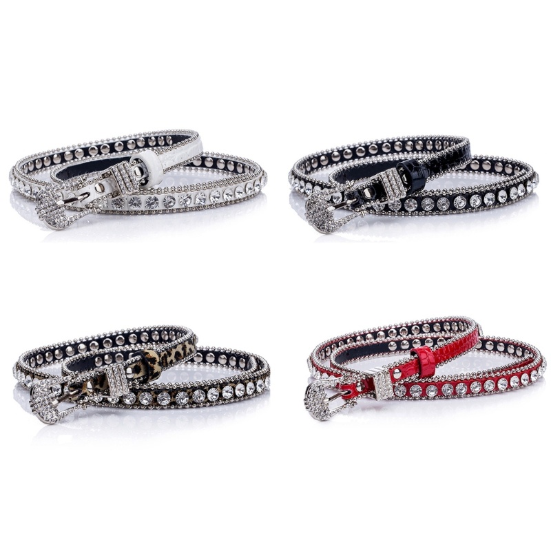 Fine แฟชั่น Rhinestone เข็มขัดสําหรับผู้หญิง Cowgirls เข็มขัดเอว Rhinestones PU เข็มขัด