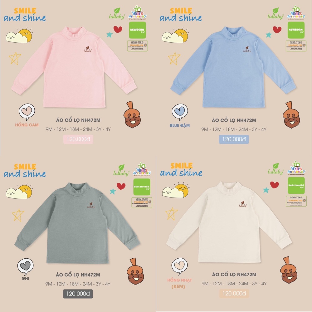 เสื้อคอเต่าเด็กชาย/หญิง Lullaby [NH472M] (Sz 12M-4Y)