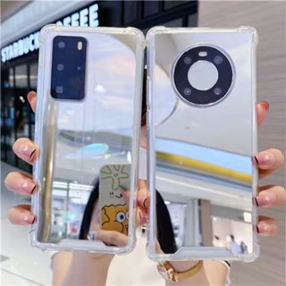 เคสโทรศัพท์มือถือกระจก ชุบไฟฟ้า สีพื้น สําหรับ Huawei P30 P40 P50 Mate 30 40 Nova 7 8 9 Honor 50 60 Pro