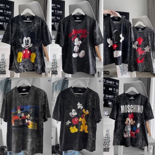 เสื้อวินเทจ ลายมิกกี้mickey mouseน่ารัก ผ้าคอตตอนฟอกดำ✅ของแท้100%