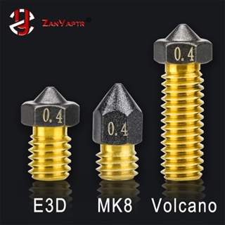 หัวฉีดเคลือบ PTFE ทองเหลือง MK8 E3D Volcano ไม่ติดเส้นใย 0.2 0.3 0.4 0.6 0.8 1.0 มม. สําหรับเครื่องพิมพ์ 3D Ender 3 envio gratis 2 ชิ้น