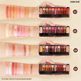 Sivanna Colors Luxury Velvet Eyeshadow  ซีเวนน่า คัลเลอร์ส อายแชโดว์ พาเลท ทาตา 10 สี เนื้อครีม ชิมเมอร์ #HF697