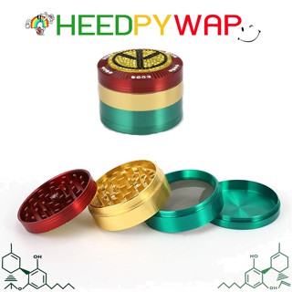 Rasta Grinder Aluminium ที่บด เครื่องบดสมุนไพรHerb Grinder 4 ชั้น อย่างดีสวยงาม กว้าง 63 mm Haze Emporium มีตะแกงเก็บคีฟ