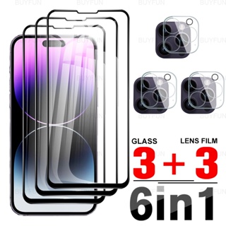 For Apple iPhone 14 Pro Max 14Plus 6in1 HD Black edge tempered glass Screen Protector For iPhone 13 Pro Max 13Mini 3D Lens Glass