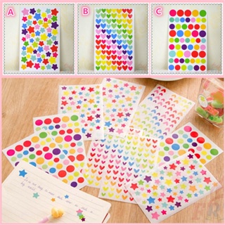 6Sheets/Set ❉ Practical Colorful Stickers ❉ Star / Love Heart / Round Dot Shape Stickers（3 Styles）