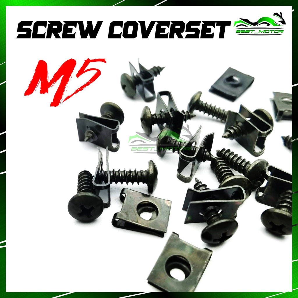 [ 1Biji ] ชุดฝาครอบสกรู Trade Kasar M5 Stea + คลิป / M5 X 15 SCREW UNIVERSAL ALLOY GOLD / TT