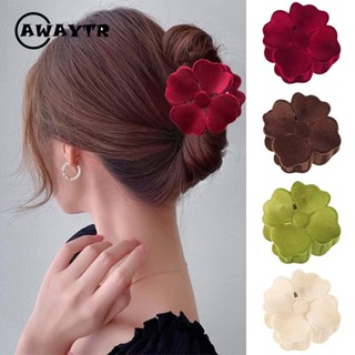 Awaytr กิ๊บติดผม พลาสติก ลายดอกไม้ สีพื้น สไตล์เกาหลี สําหรับผู้หญิง